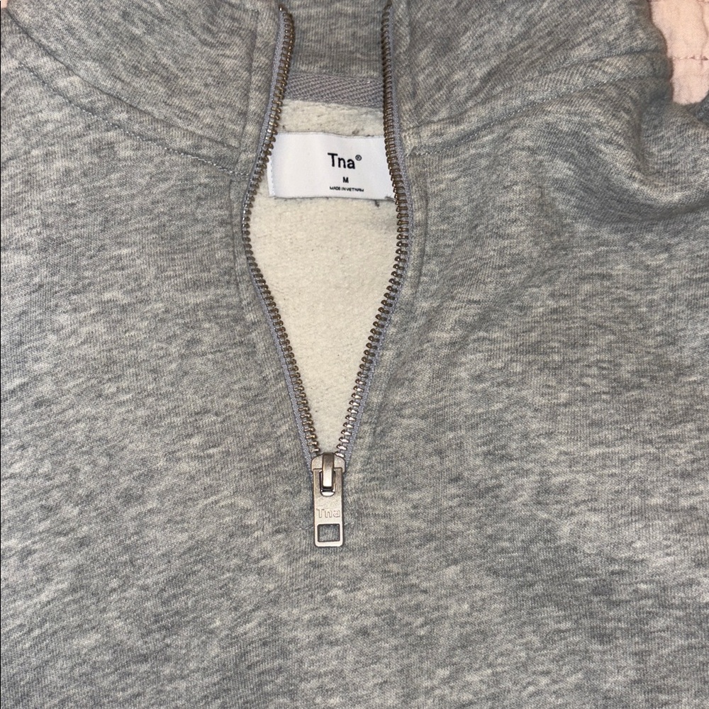 TNA Heather Gray Zip-Up Pullover